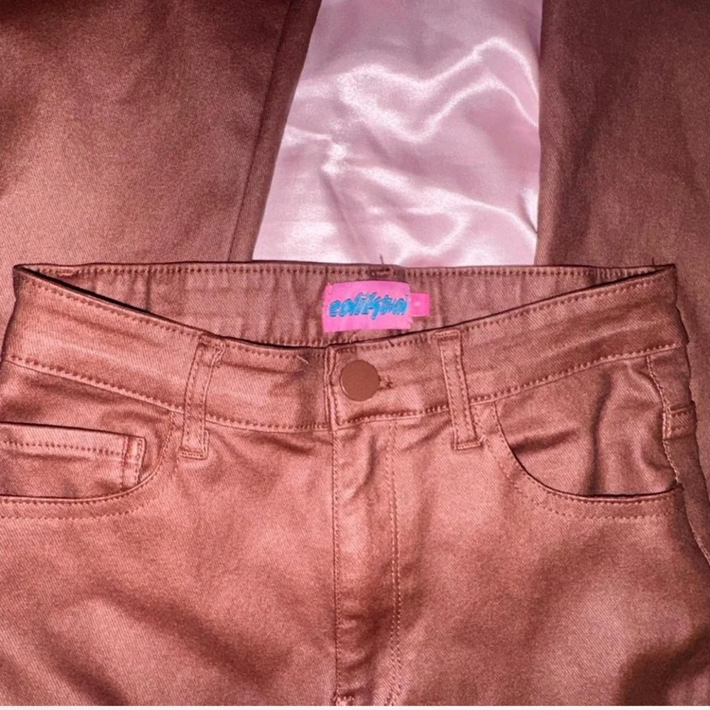 Edikted Brown “leather” flared pants - Picture 3 of 3
